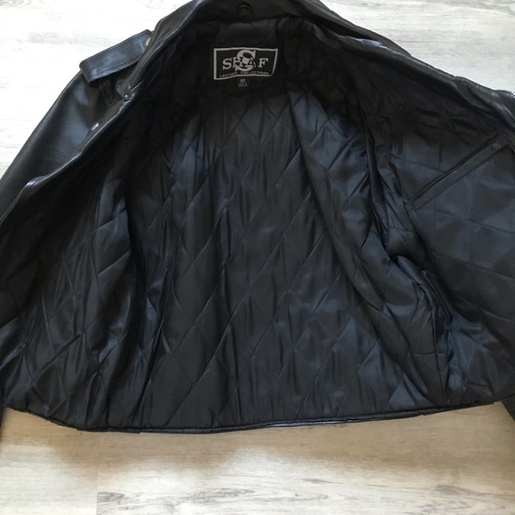 Shaf Black Motorcycle Biker Leather Jacket Men’s Size 42 NWOT Belted - Picture 13 of 14